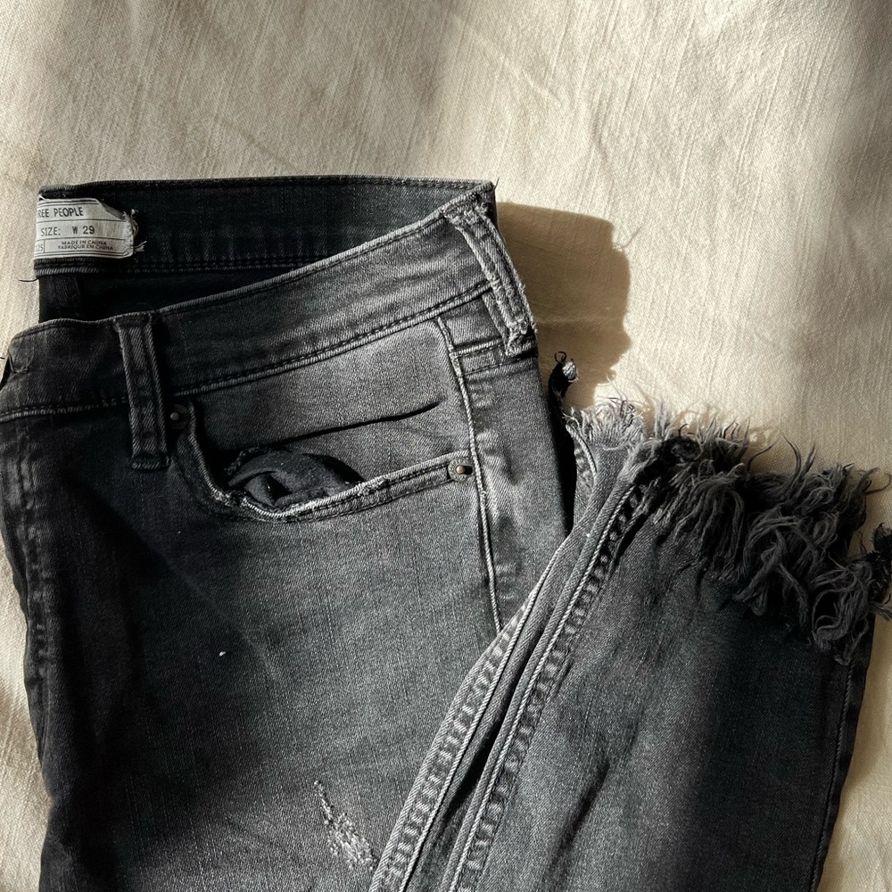 Free People frayed black jeans